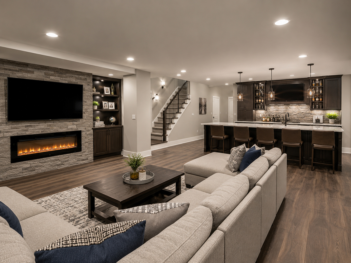 Basement remodeling and finishing portfolio by Four Seasons Enterprise in Connecticut