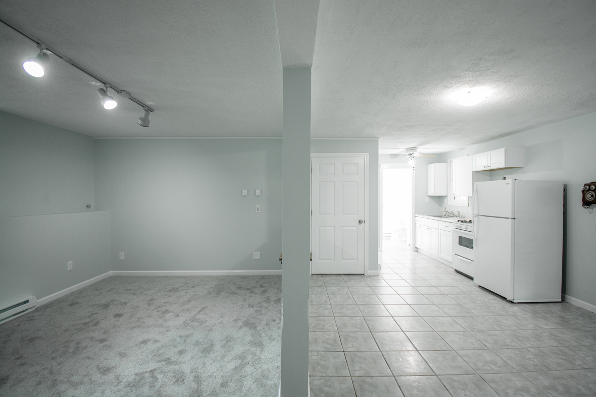 After basement remodeling at McDevitt's Residence in New Milford CT showing finished basement living space